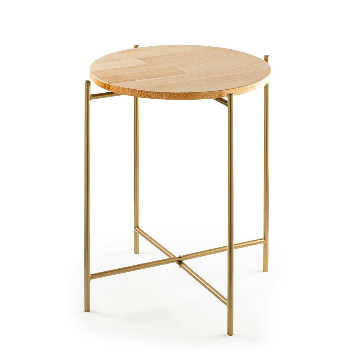 Bout de canapé rond bois et métal JENA doré, PIER IMPORT