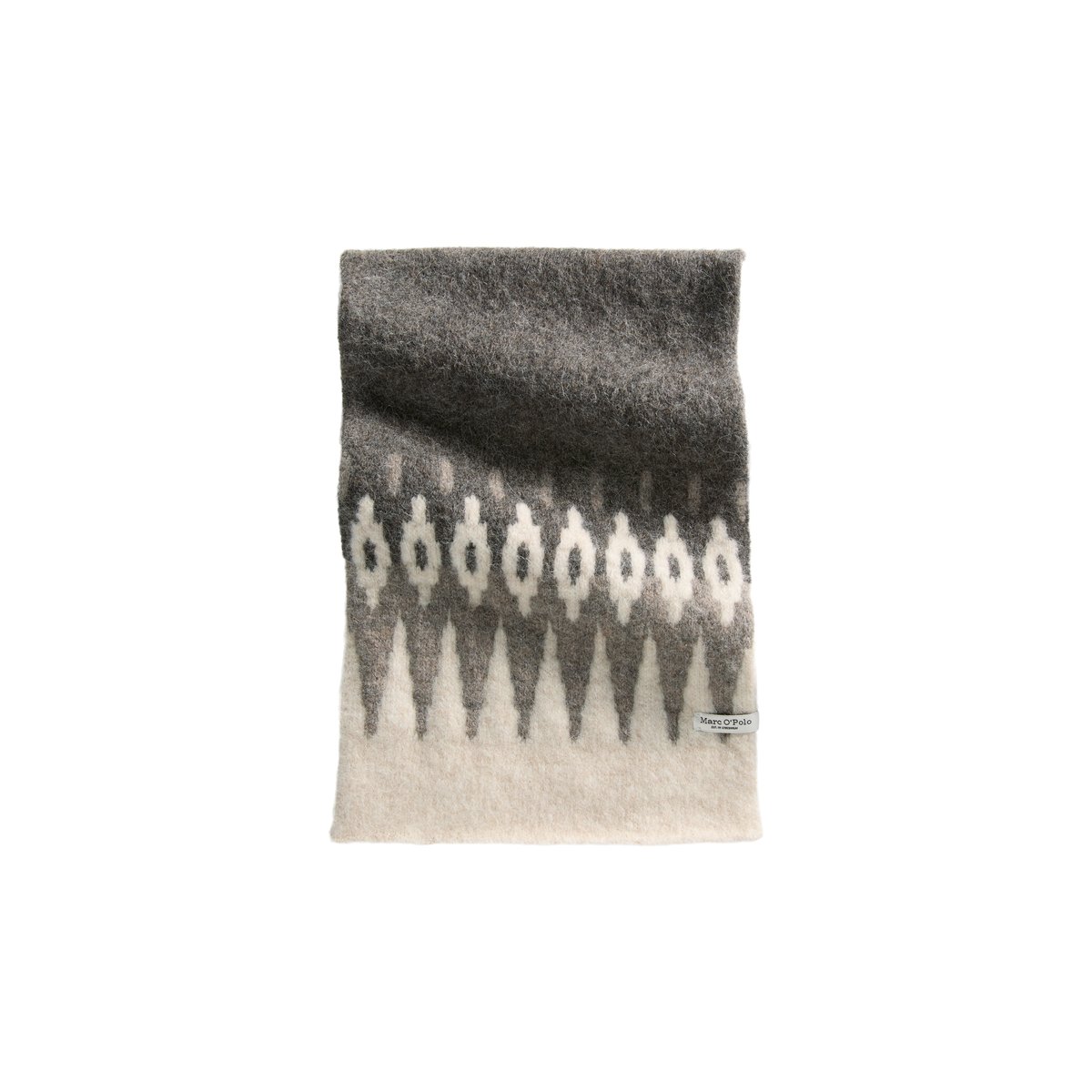 Écharpe jacquard en un mélange douillet de laine et de laine d'alpaga marron foncé, MARC O'POLO