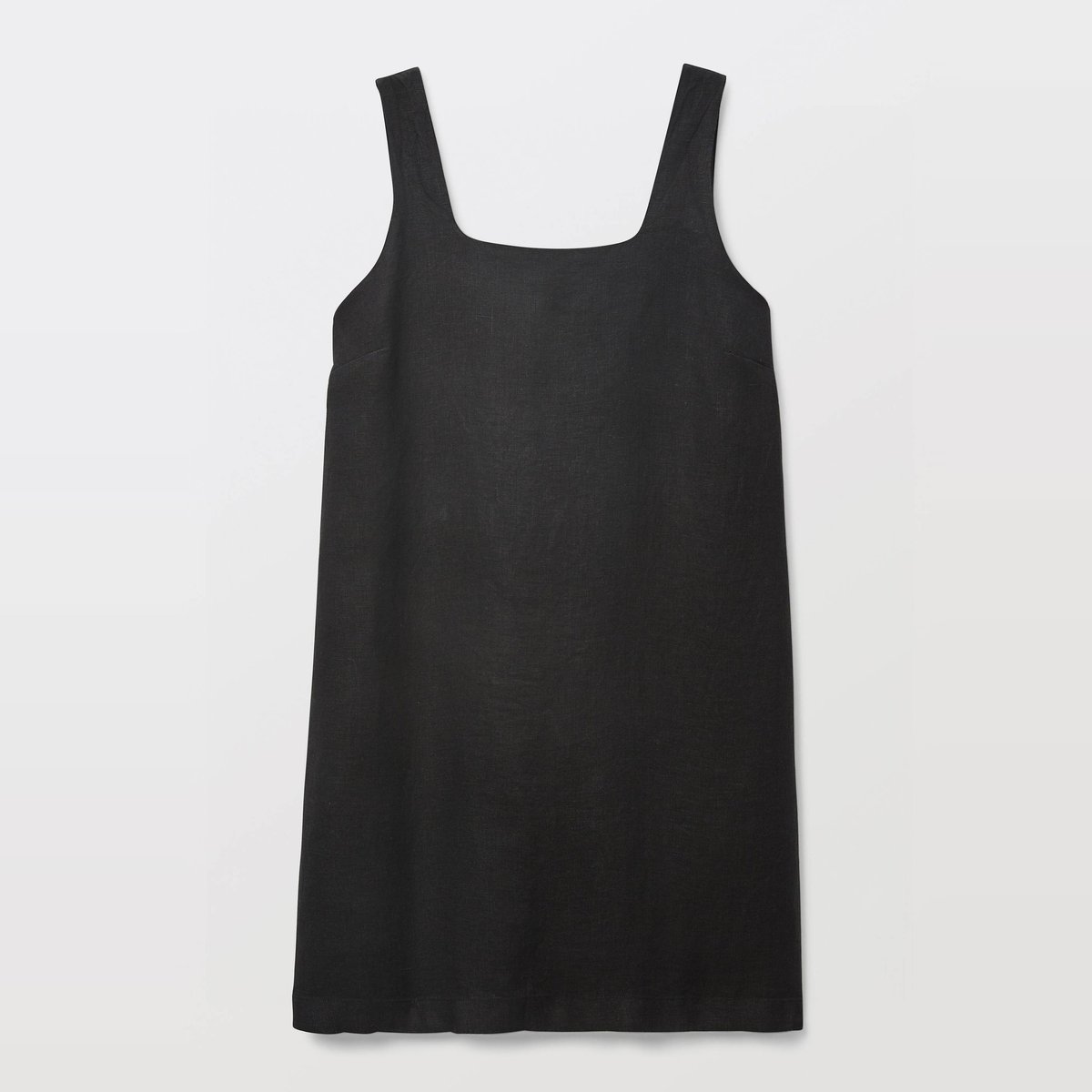 Robe courte unie en lin noir, MONOPRIX