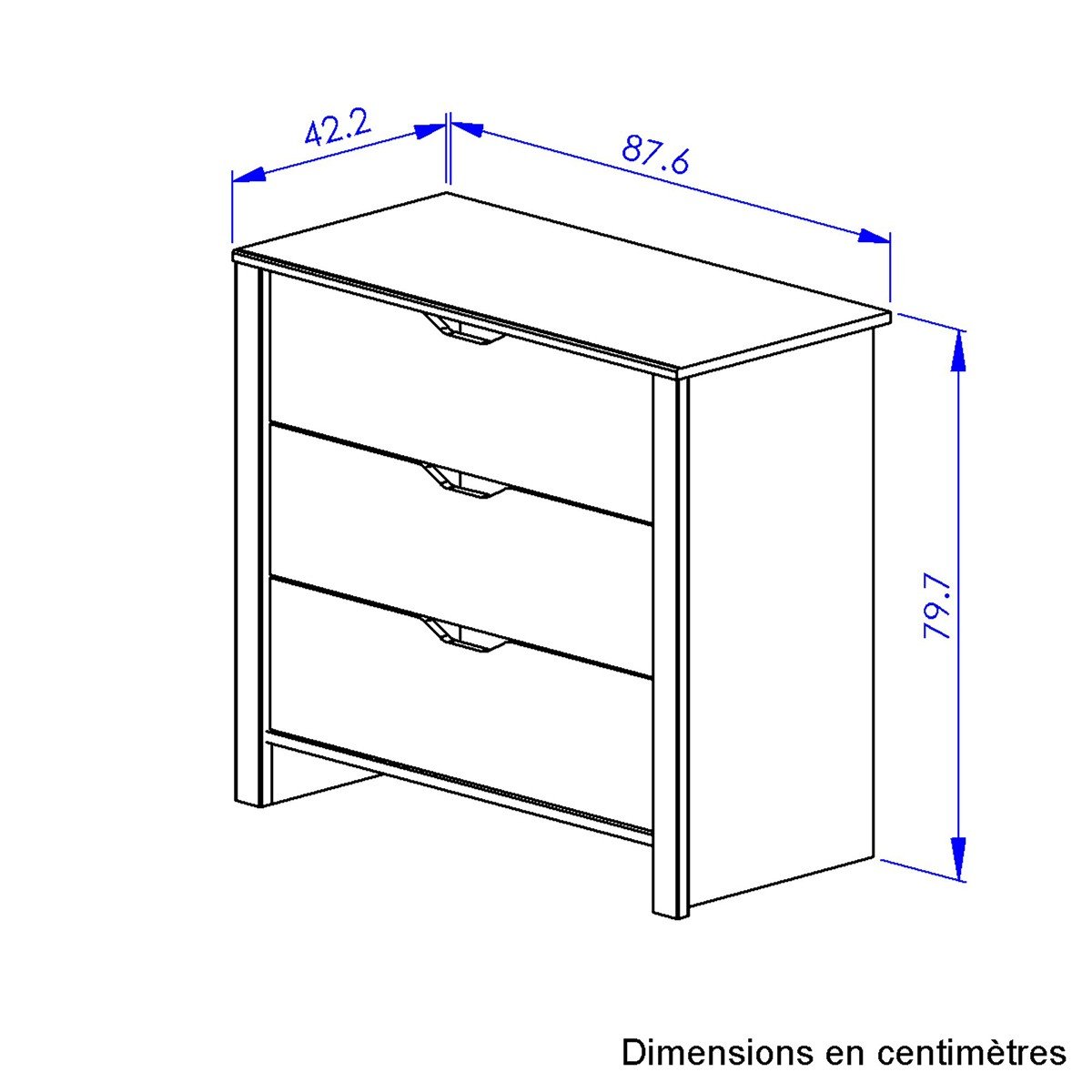Commode 3 tiroirs & rangement nuit chic beige, DIAGONE