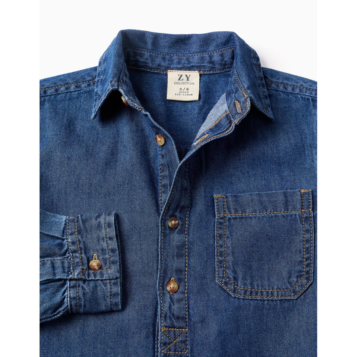 Chemise à manches longues en jean avec poche poitrine bleu, ZIPPY