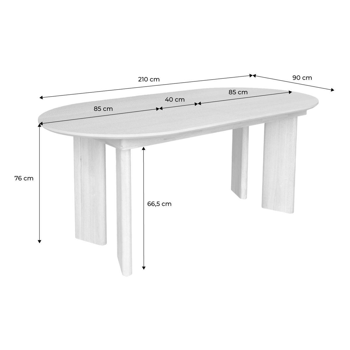 Table à manger oblongue extensible bois d'hévéa et placage chêne 6-8 places ALBANE naturel, SWEEEK