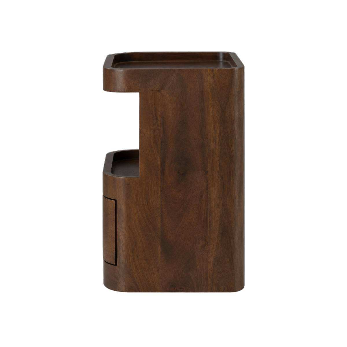 Table de chevet niche droite et gauche en bois de manguier MAORA bois foncé, MADE IN MEUBLES
