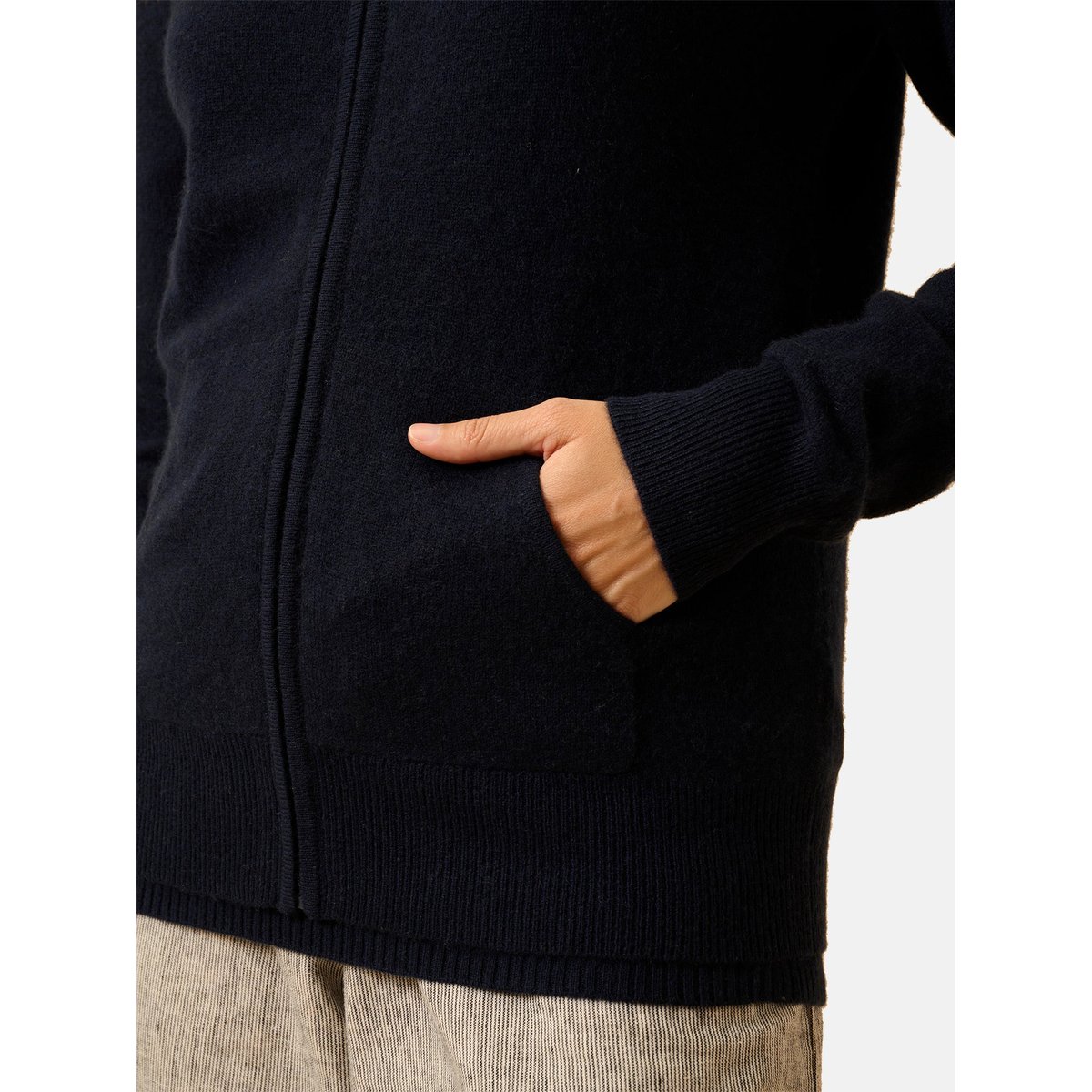 Gilet Zippé Capuche Navy Debbie bleu foncé, JUST CASHMERE