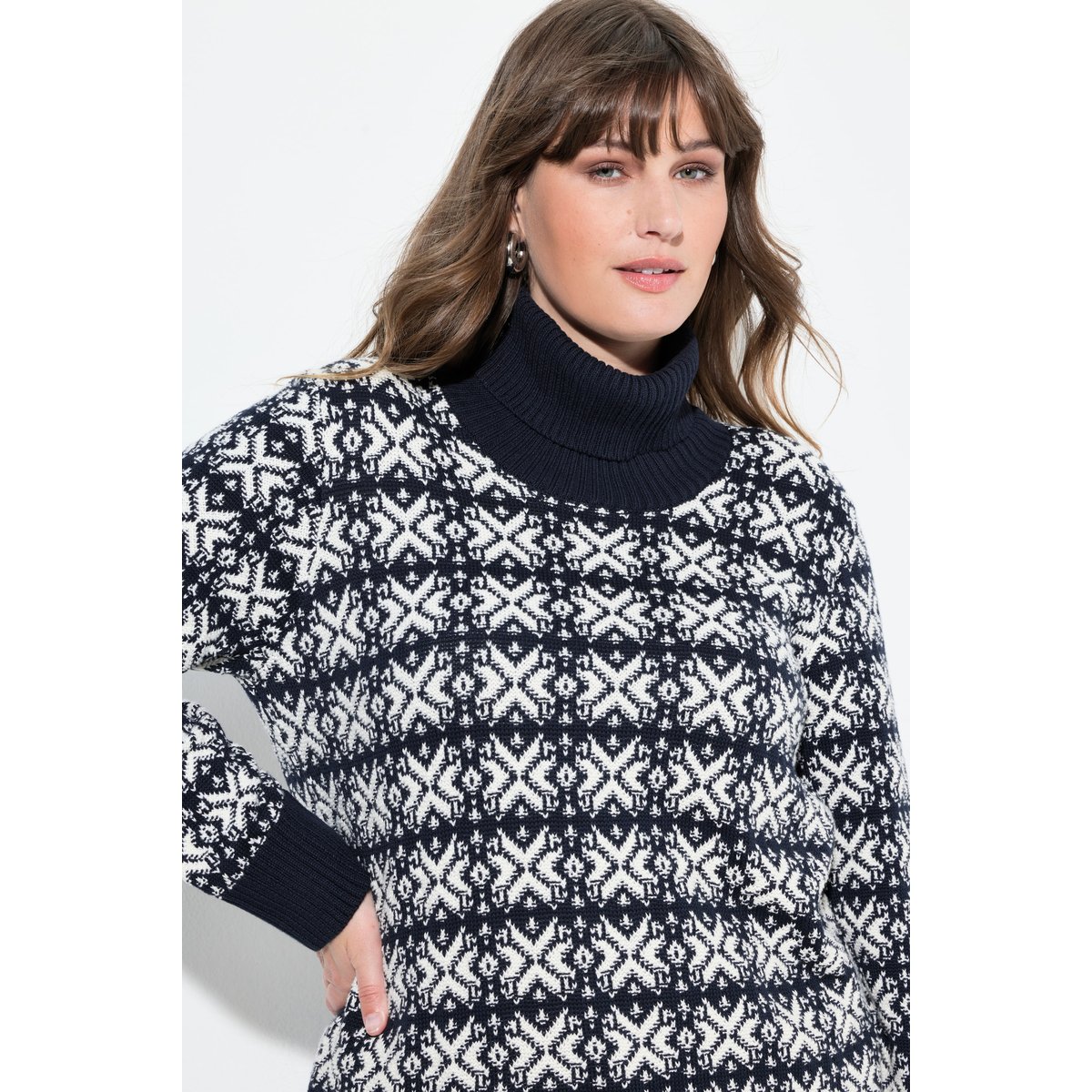Pull en coton bio à manches longues bleu marine, ULLA POPKEN