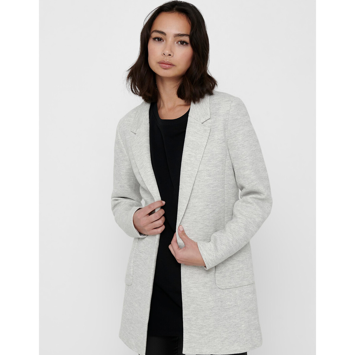 Blazer mi-long gris clair, ONLY