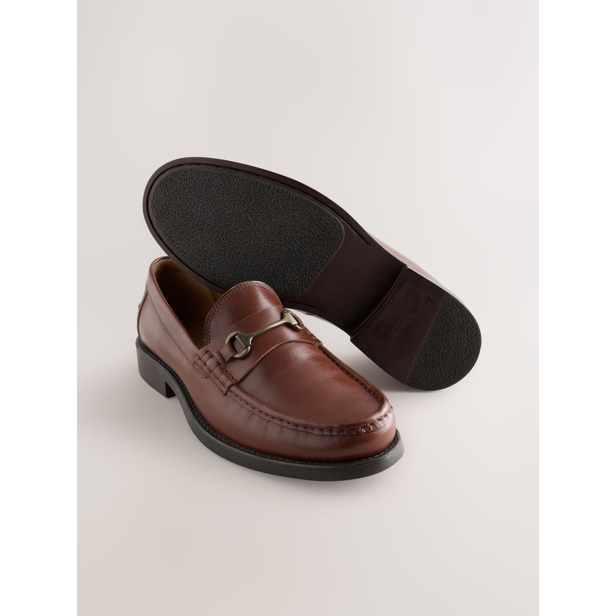 Mocassins en cuir avec mors marron, NEXT