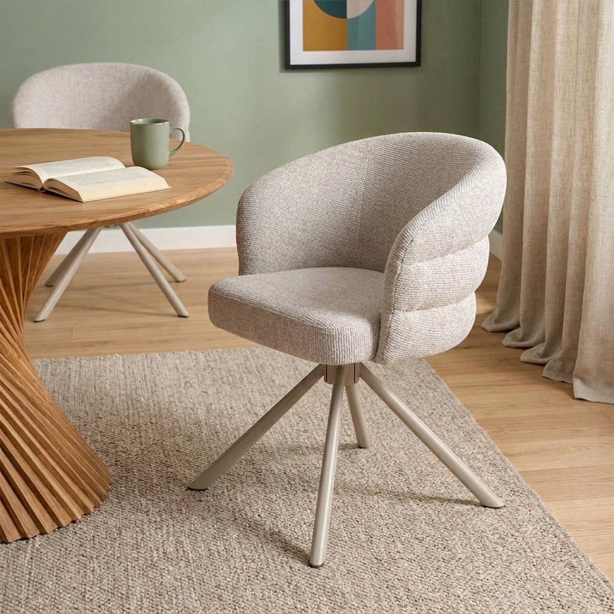 Chaise tissu pieds métal FLORINE blanc, MADE IN MEUBLES