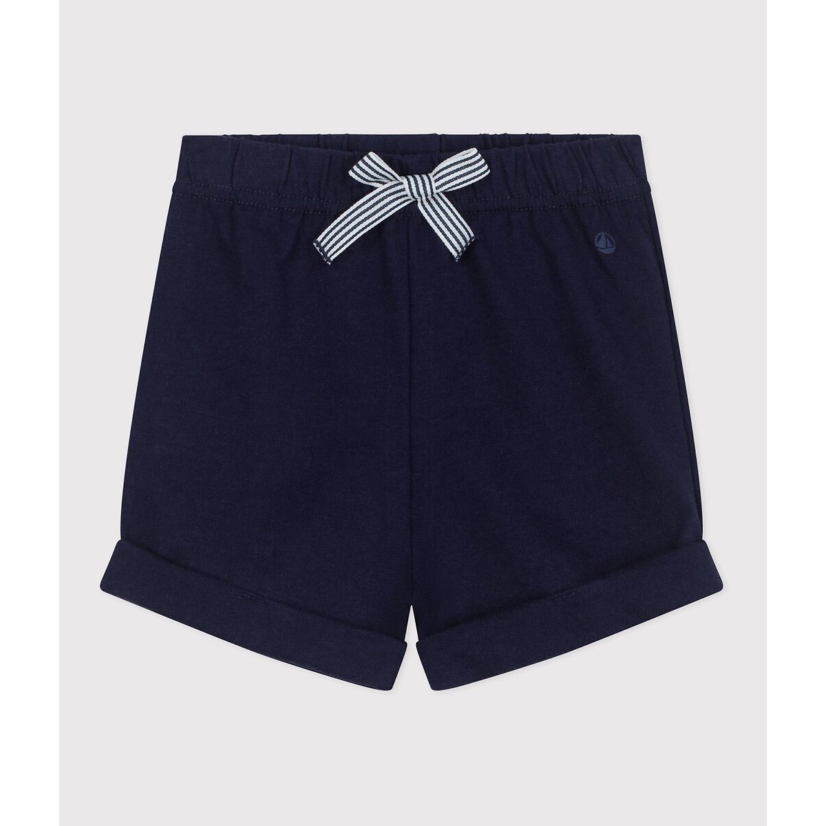 Plain Cotton Shorts navy blue, PETIT BATEAU