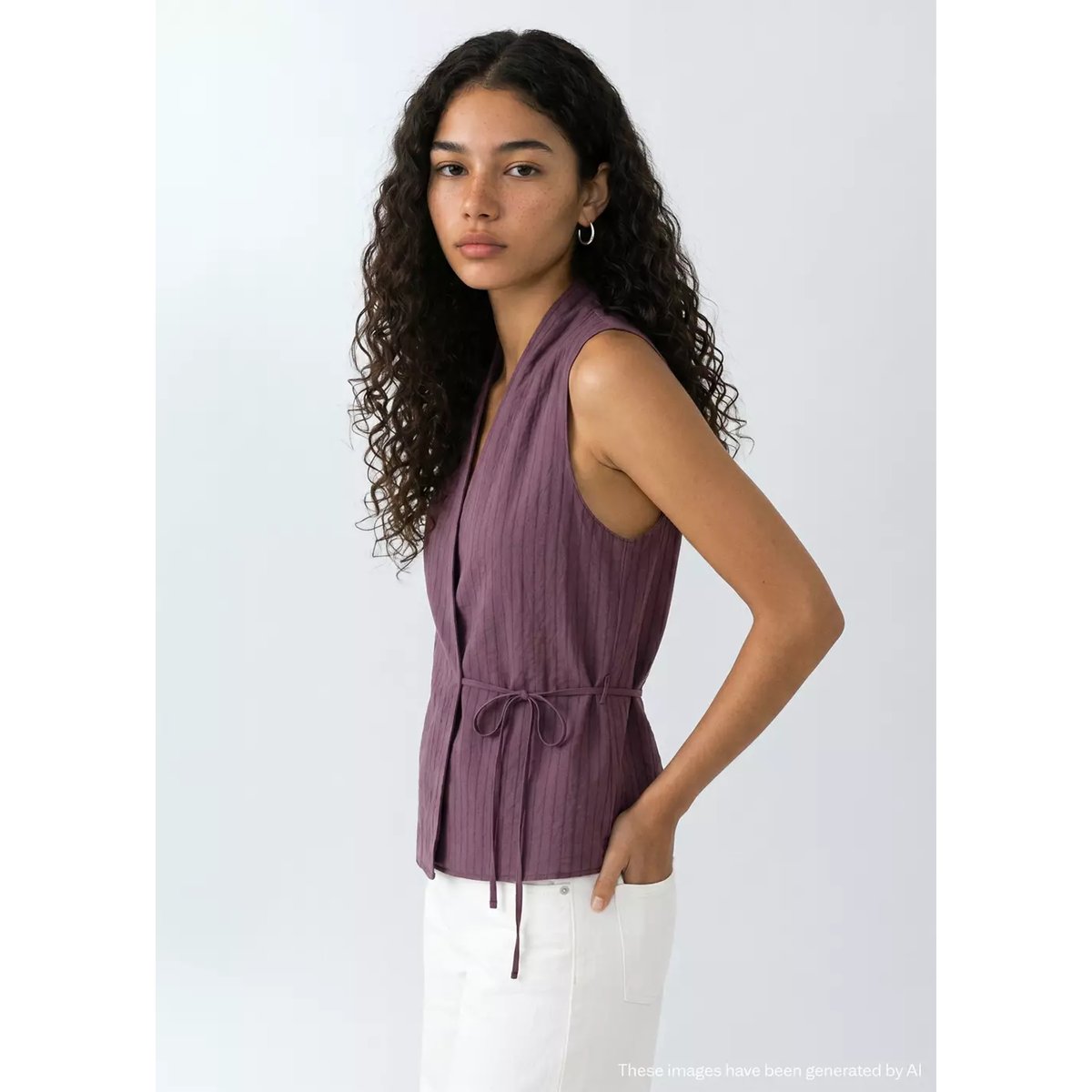 Top col V croisé violet, MANGO TEEN