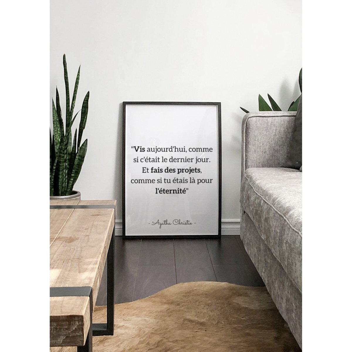 Affiche citation Agatha Christie 'Vis aujourd'hui...' blanc, L'AFFICHERIE