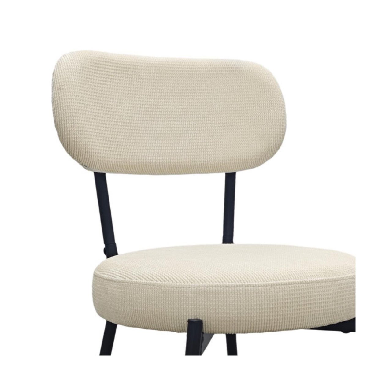 Chaises CELESTE îlot bar métal tissu velours côtelé H65cm blanc et noir, MOB IN