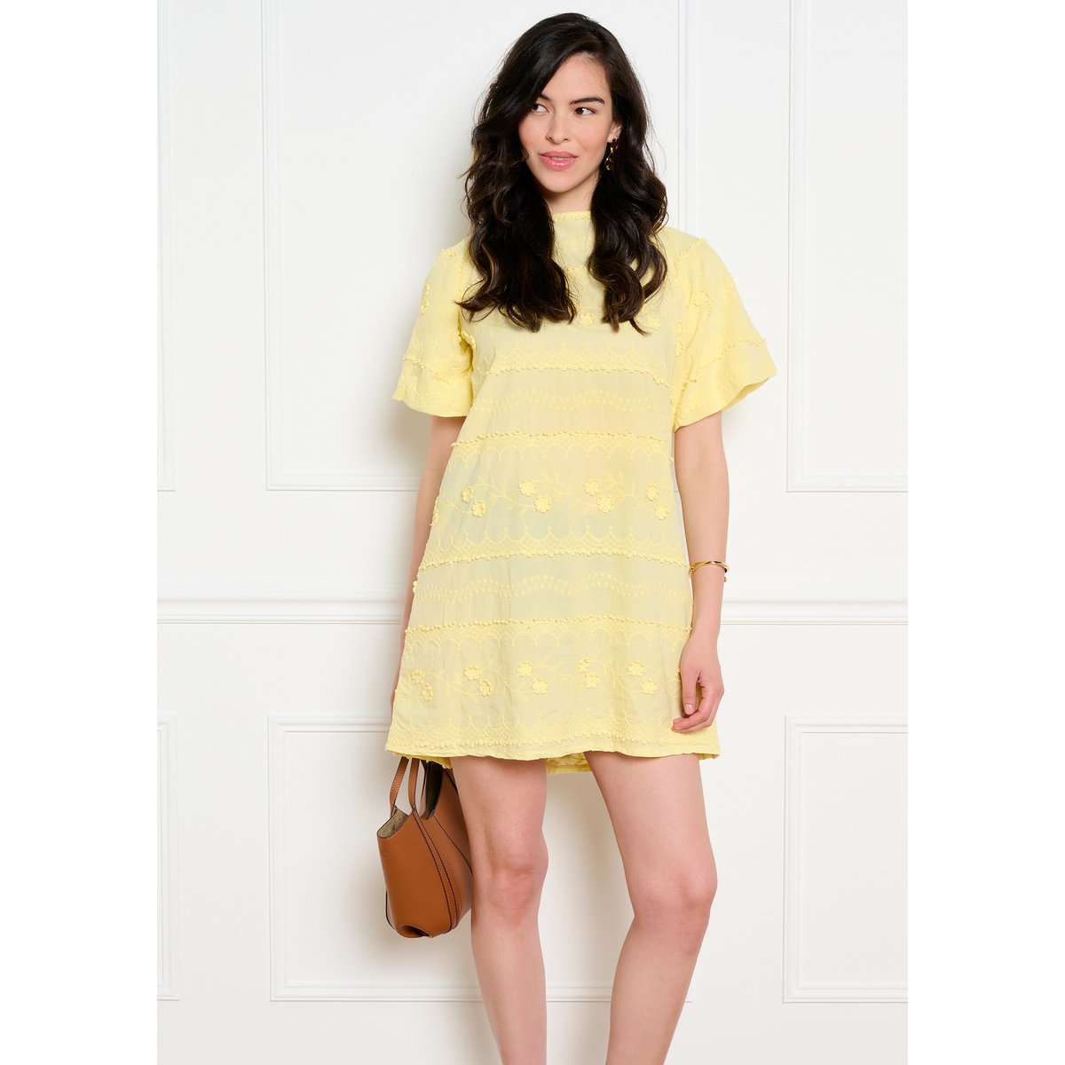 Robe texturée ample jaune pastel, LOLALIZA