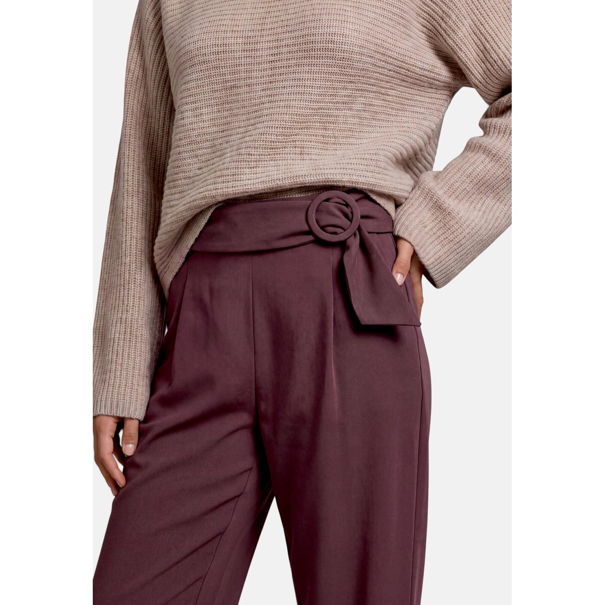 Pantalon casual à ceinture black coffee, ZERO