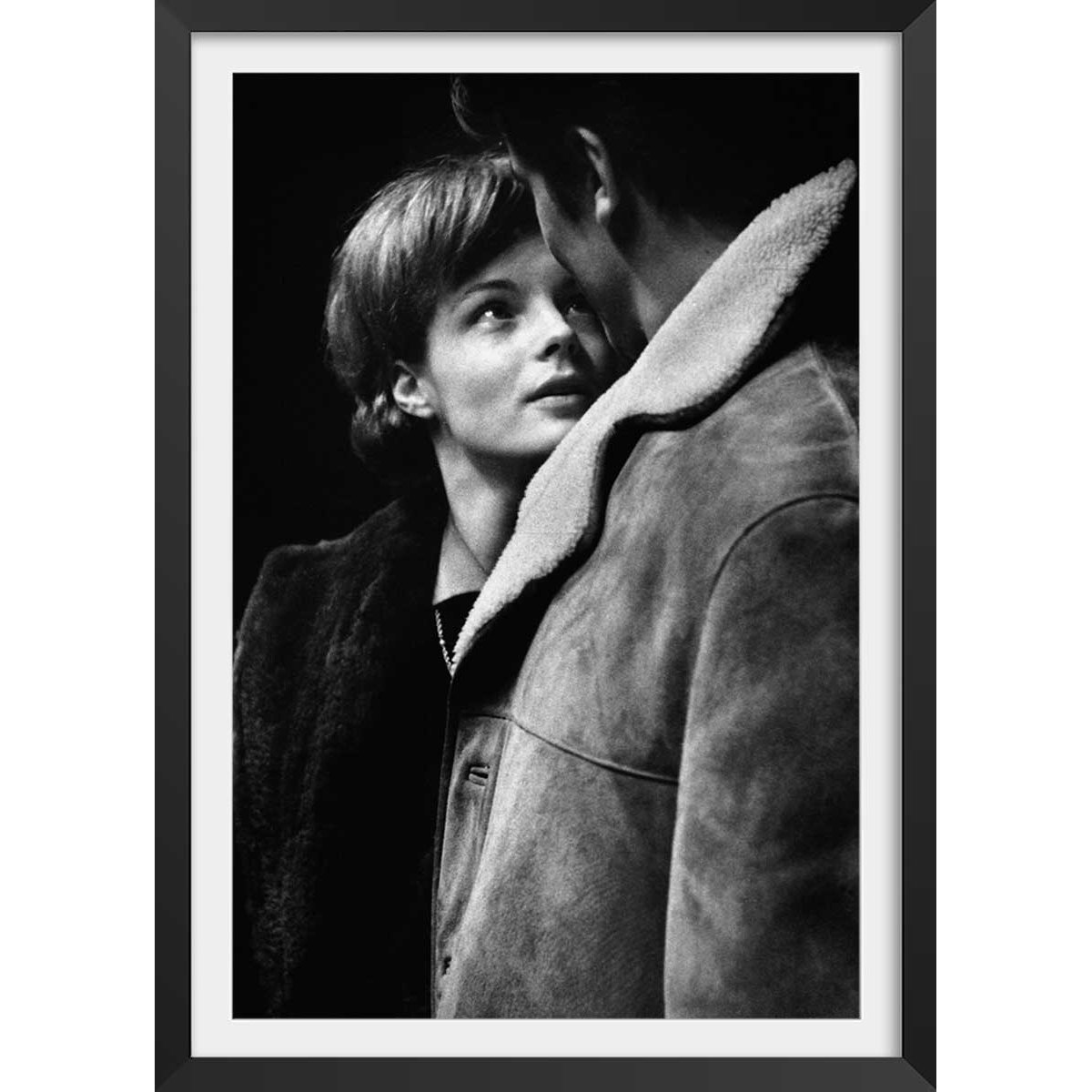 Affiche célébrité Romy Schneider et Alain Delon affiche + cadre en bois - noir, HEXOA