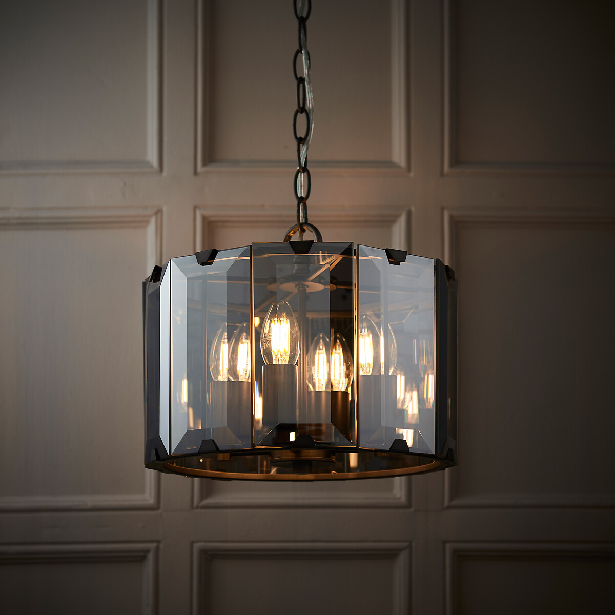 Clifton 4-Light Bevelled Glass Pendant Light grey, ÉDITÉ