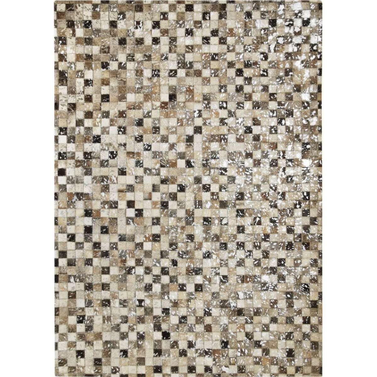 Tapis de salon en cuir recyclé CUIR EXTRA SILVER gris, THE DECO FACTORY