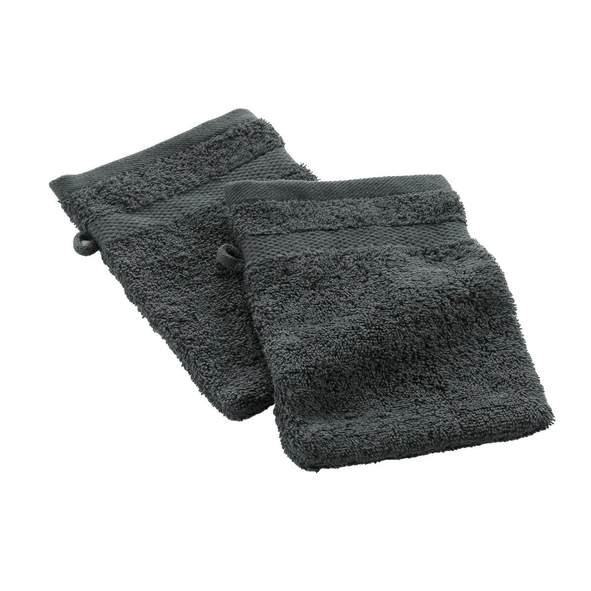 Lot de 2 gants de toilette Collection Elegante gris anthracite, EDEN