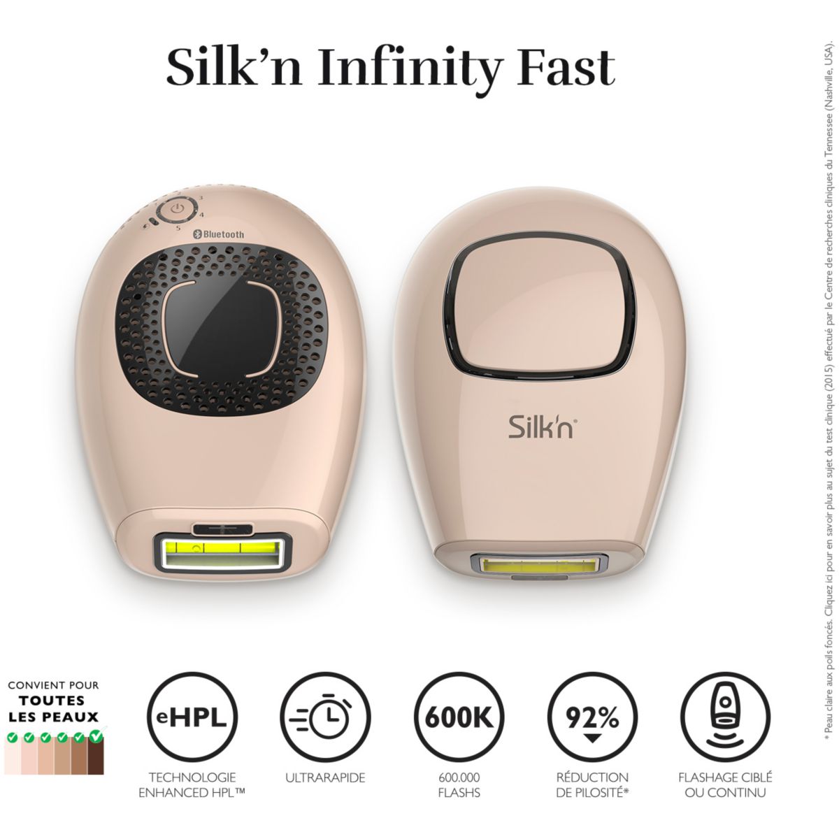 Epilateur lumière pulsée Infinity fast couleur unique, SILKN