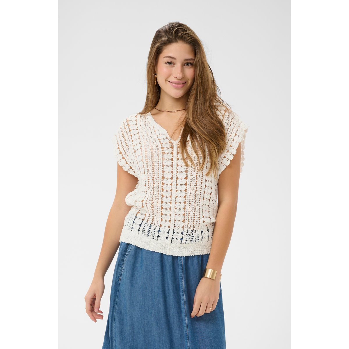 Manteau tricoté blanc snow white, CREAM