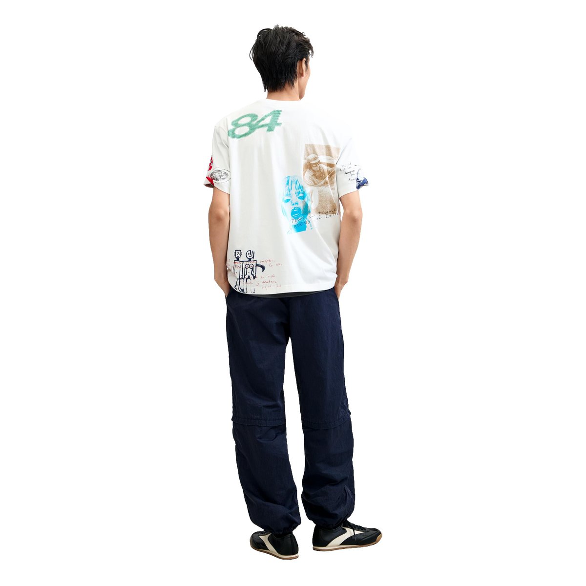 T-shirt à imprimé graphique beige, DESIGUAL