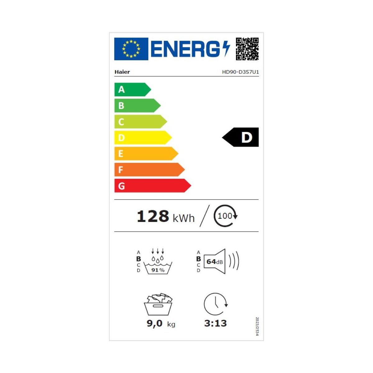 Sèche linge pompe à chaleur HD90-D357U1-FR X-séries 5 couleur unique, HAIER