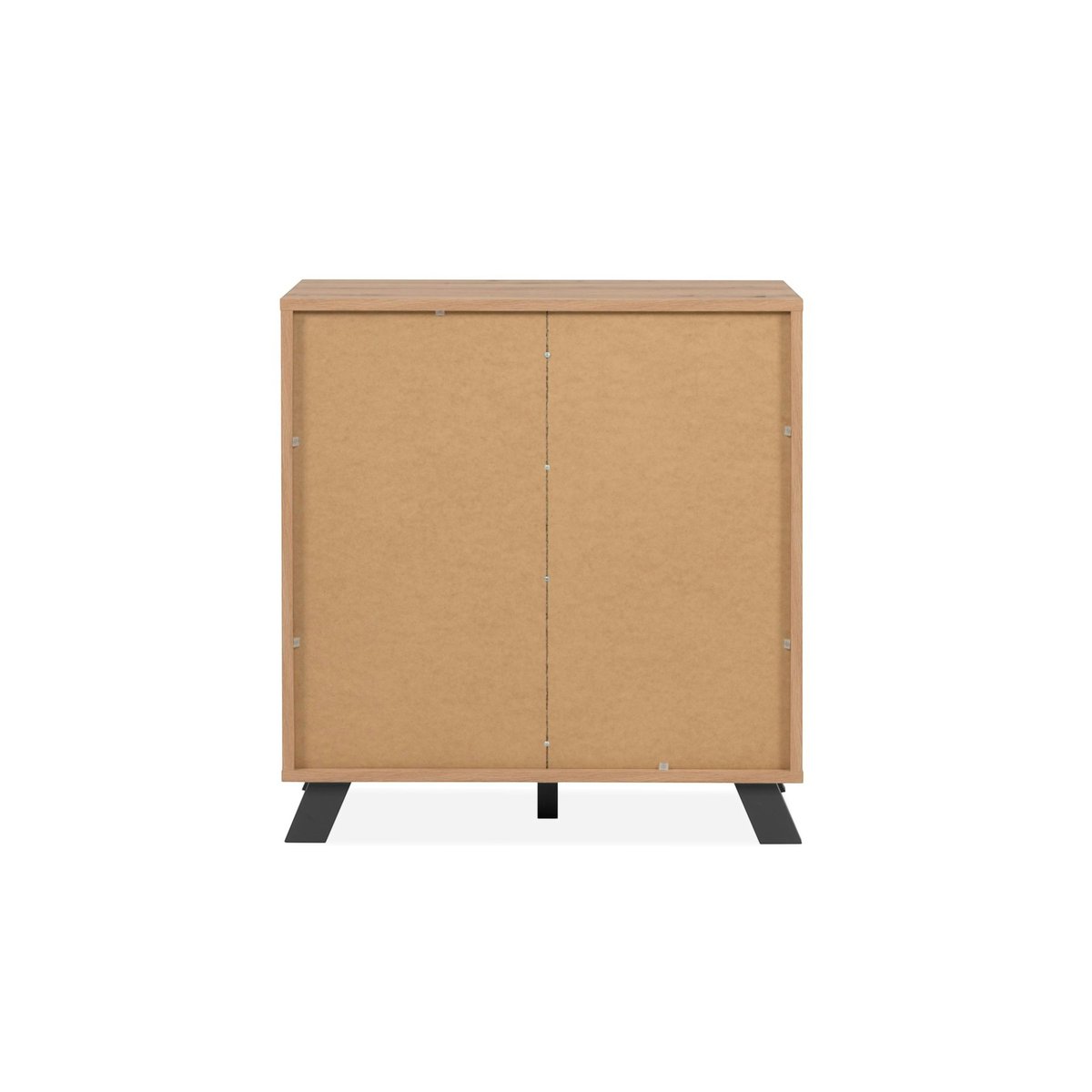 Petit buffet moderne 1 porte noire rainurée ALVA bois naturel, PIER IMPORT
