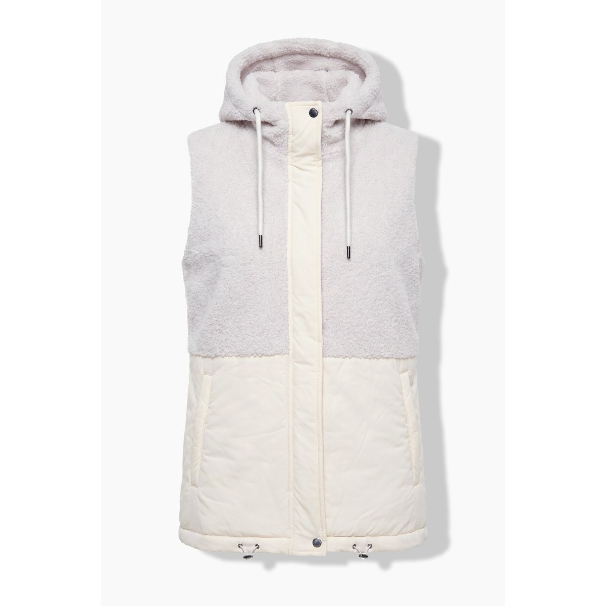 Gilet en polaire bouclée blanc pierre, ULLA POPKEN