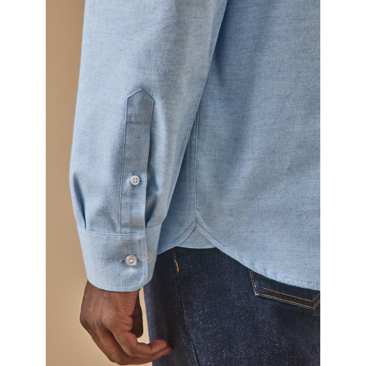 Chemise flanelle  coupe contemporaine ciel, CYRILLUS