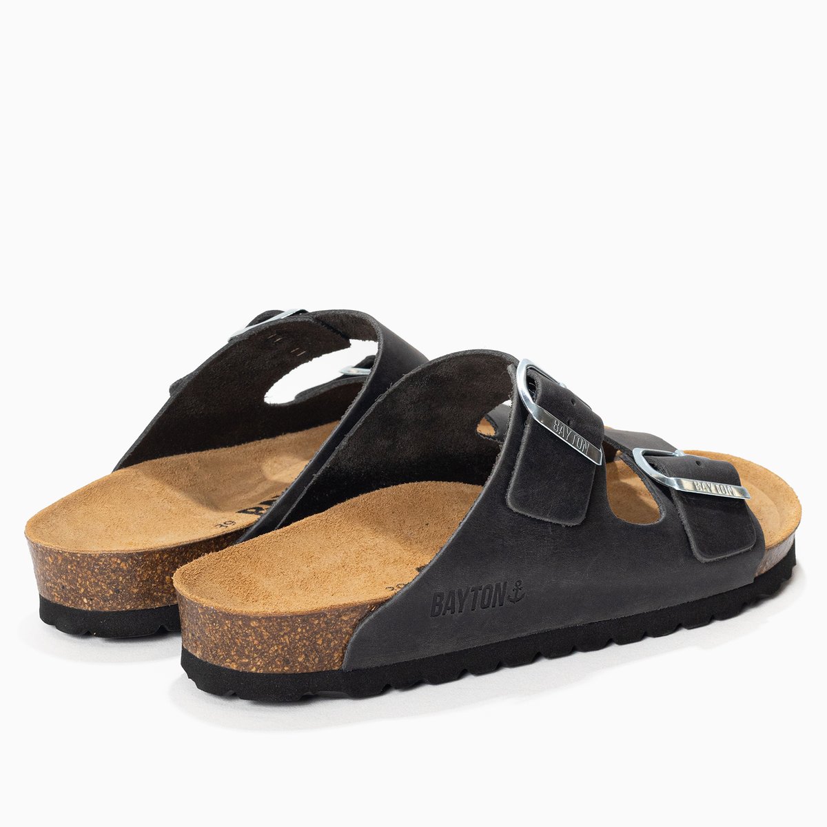 Sandales en cuir ATLAS gris foncé, BAYTON