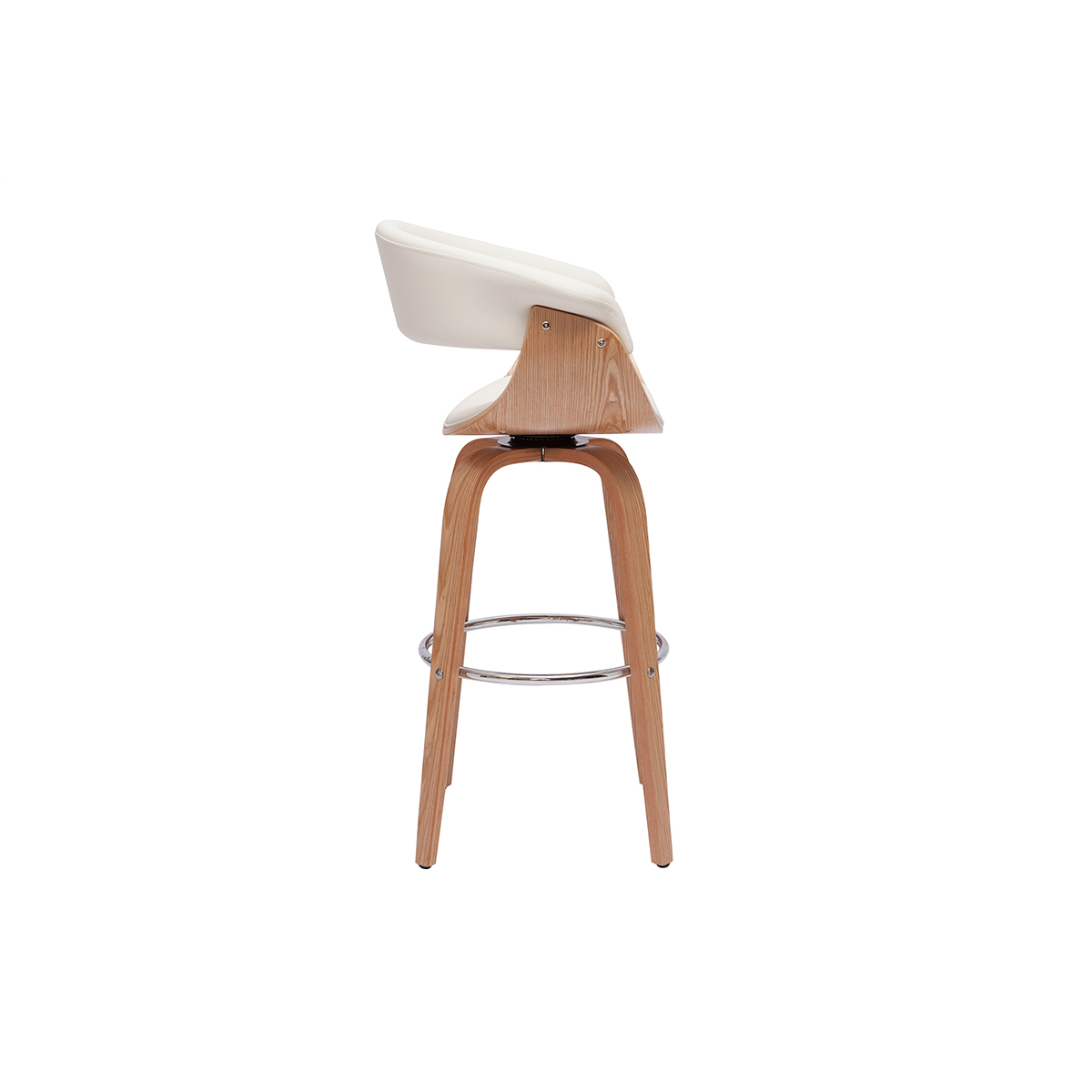 Tabouret de bar design pivotant blanc et bois clair H67 cm OKTAV blanc, MILIBOO
