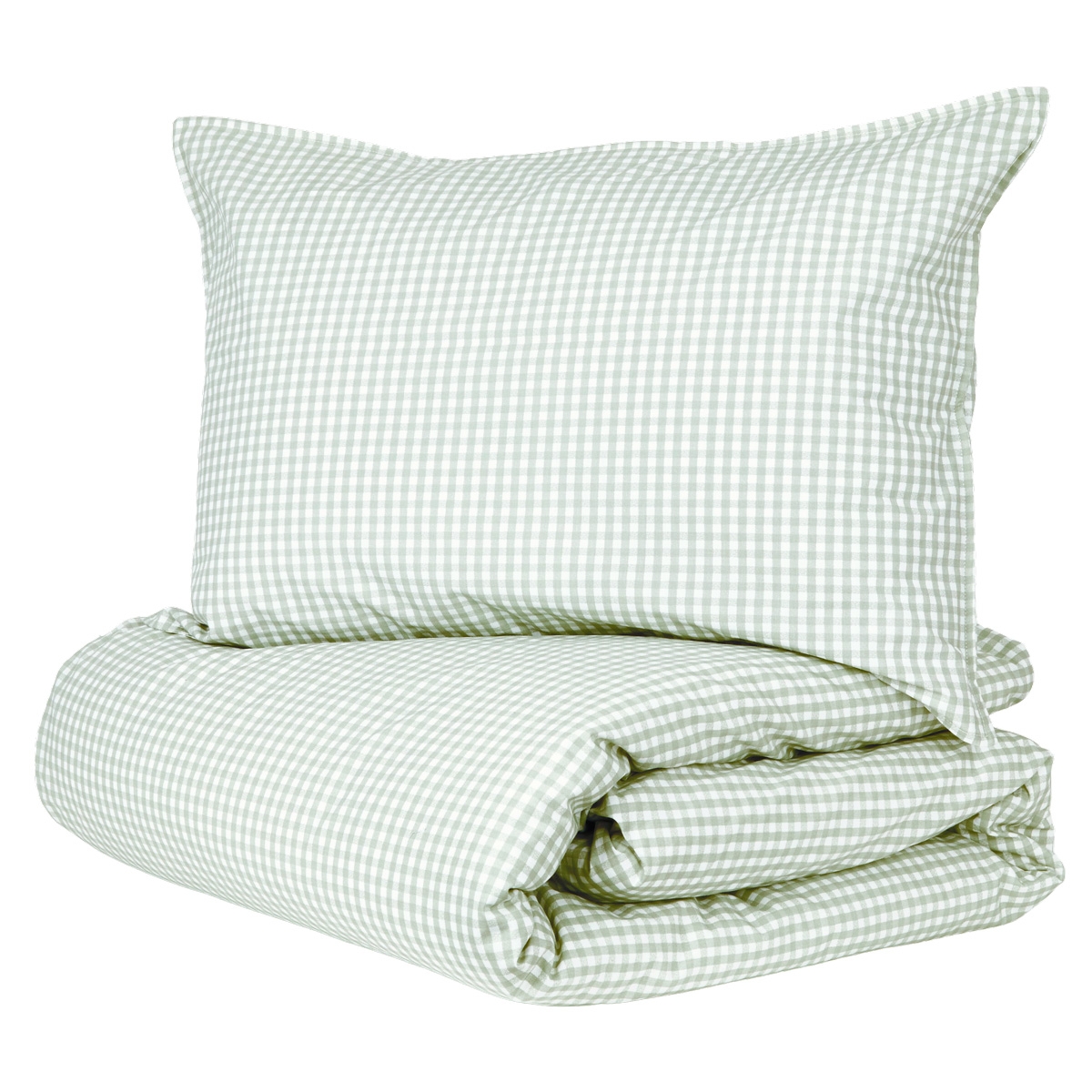 Parure de couette bébé vichy coton bio OLIVE vert, LITTLE CREVETTE