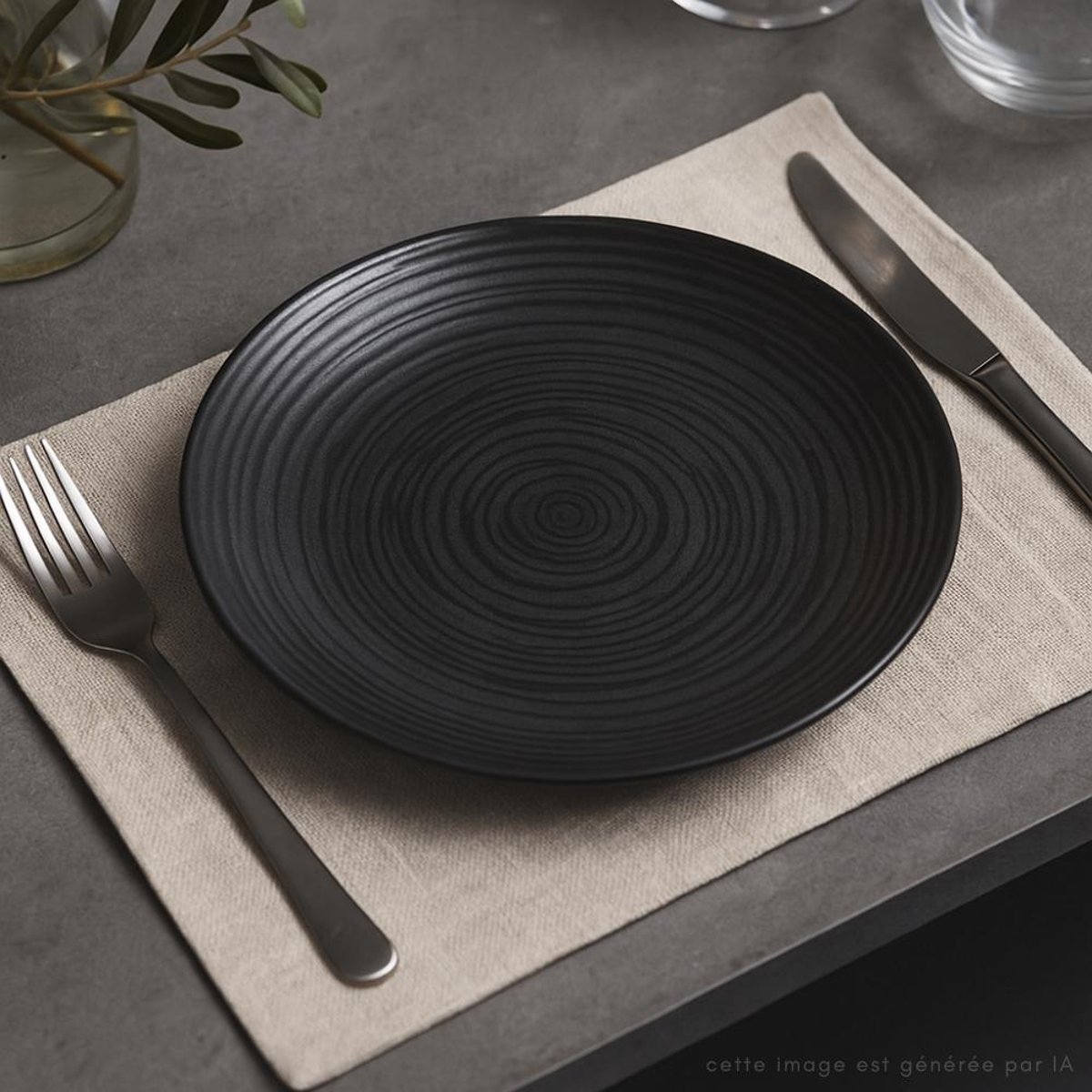 Service d'assiettes 18 pièces Black Sand noir, TABLE PASSION