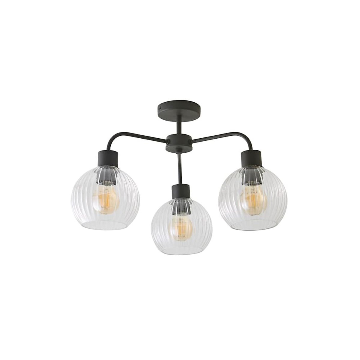 Maddy 3-Light Semi-Flush Ceiling Light with Filament Bulbs black, ÉDITÉ