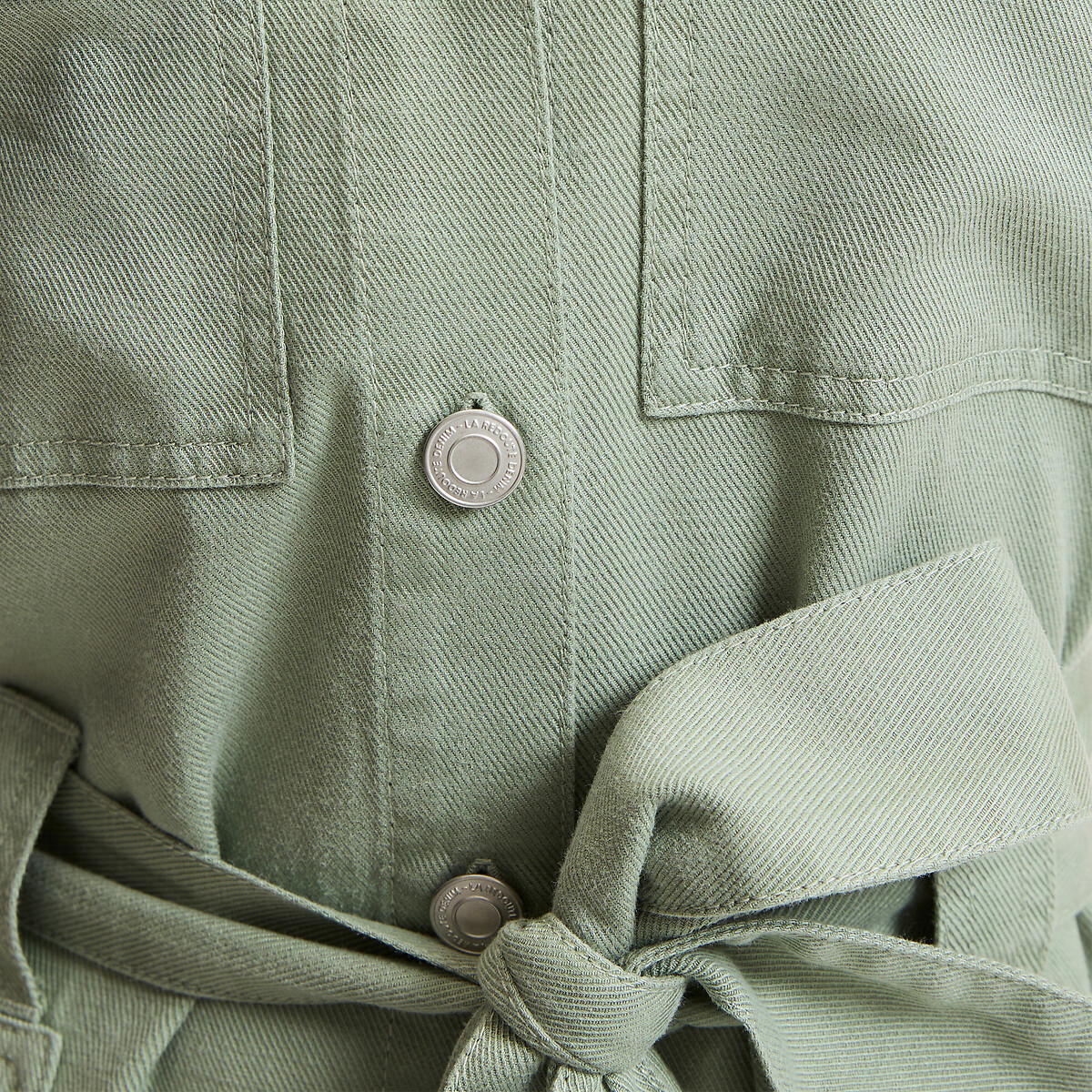 Robe midi à bretelles en lyocell et coton vert kaki, LA REDOUTE COLLECTIONS