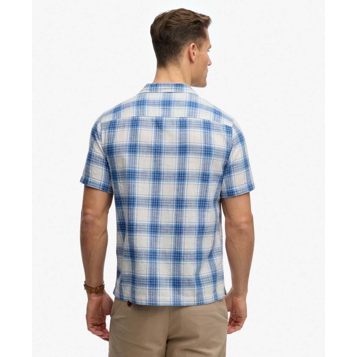 Chemise à carreaux Cabana manches courtes blanc à carreaux harbour, SUPERDRY