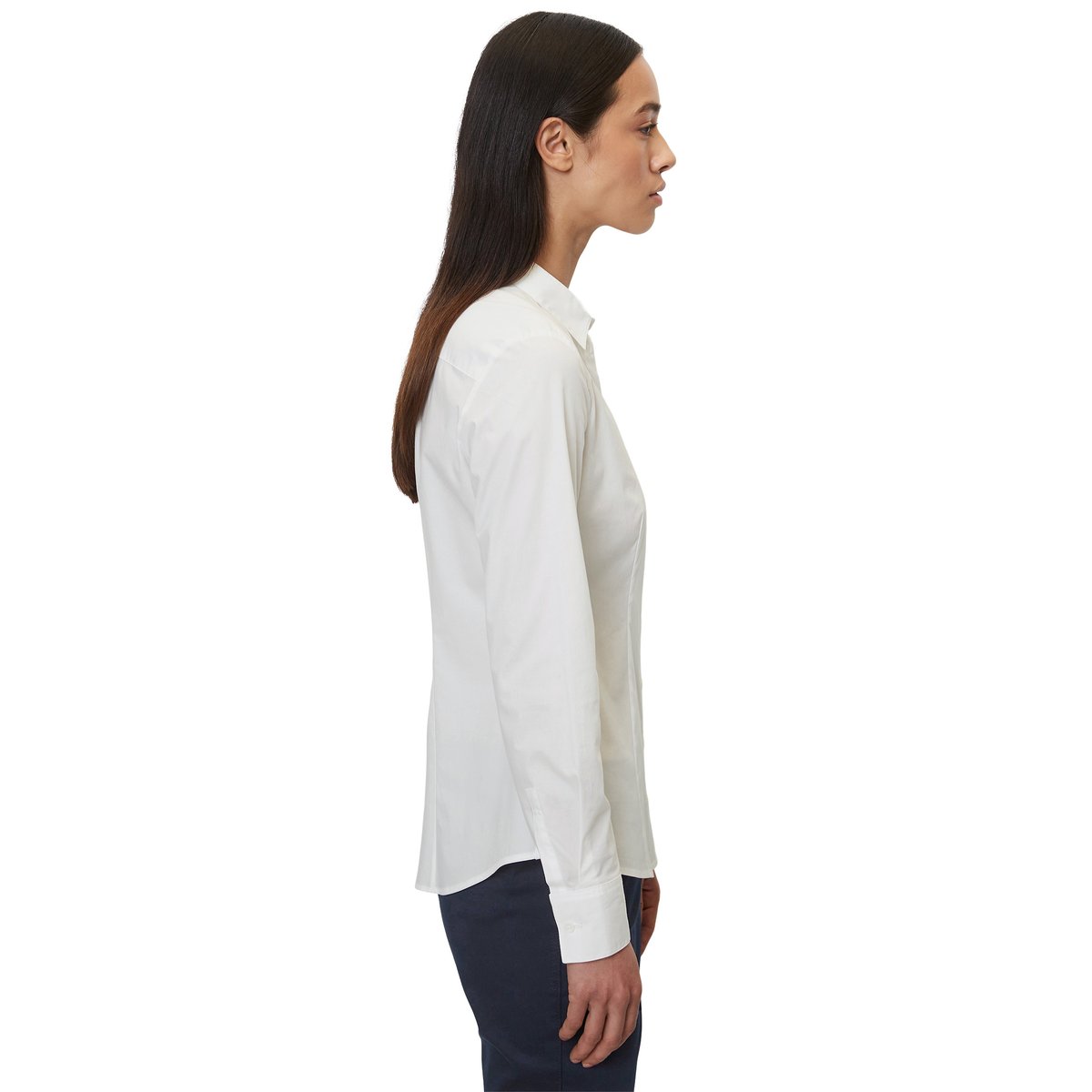 Blouse à manches longues en qualité popeline stretch blanc, MARC O'POLO