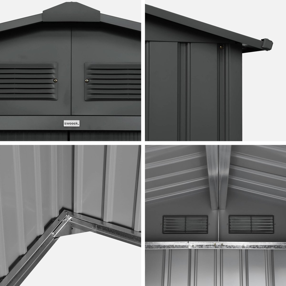 Abri de jardin métal 7,06m² avec kit d'ancrage CALAISIS anthracite, SWEEEK