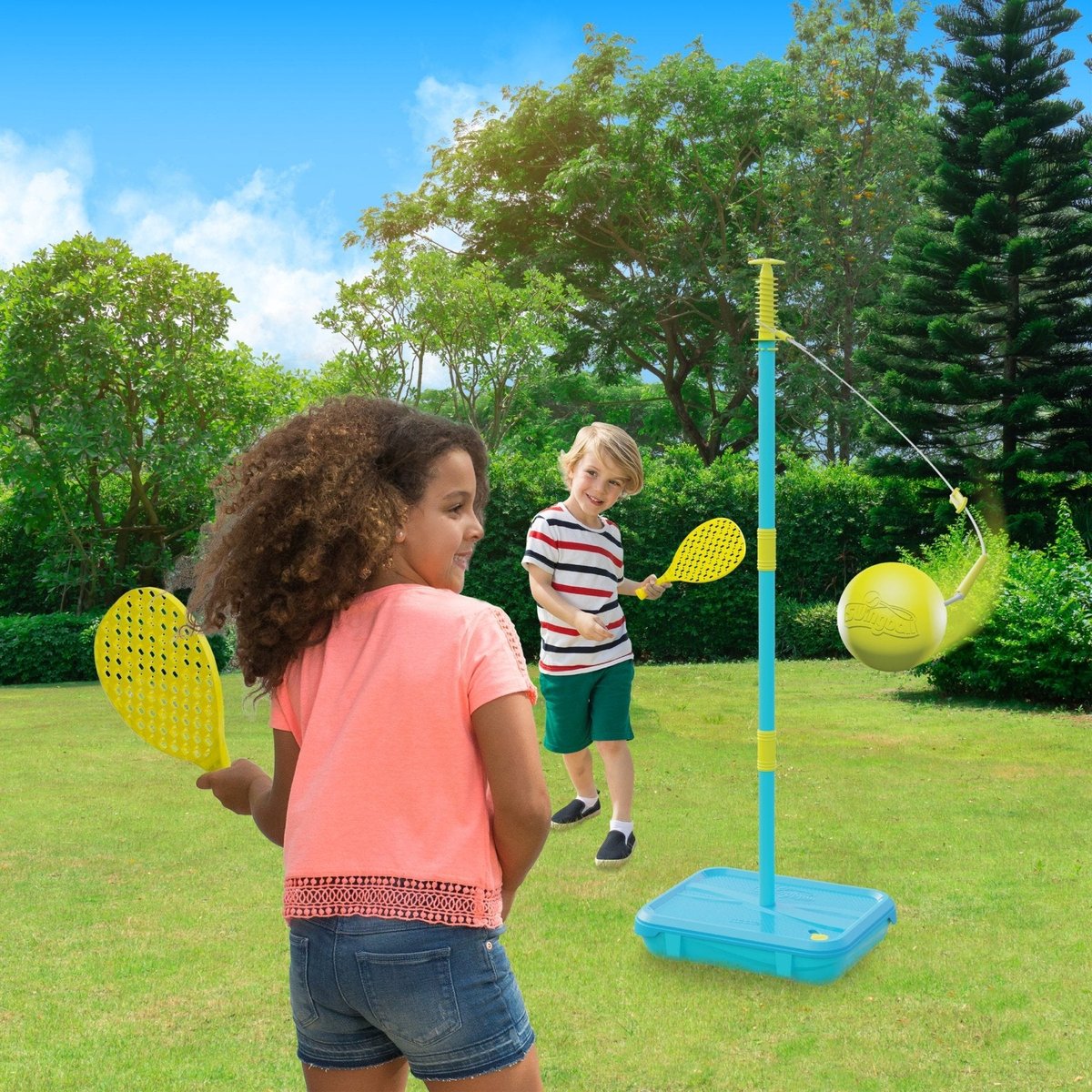Pack jeux 1er âge Swingball 3en1 toutes surfaces bleu - noir - orange - jaune, SWINGBALL