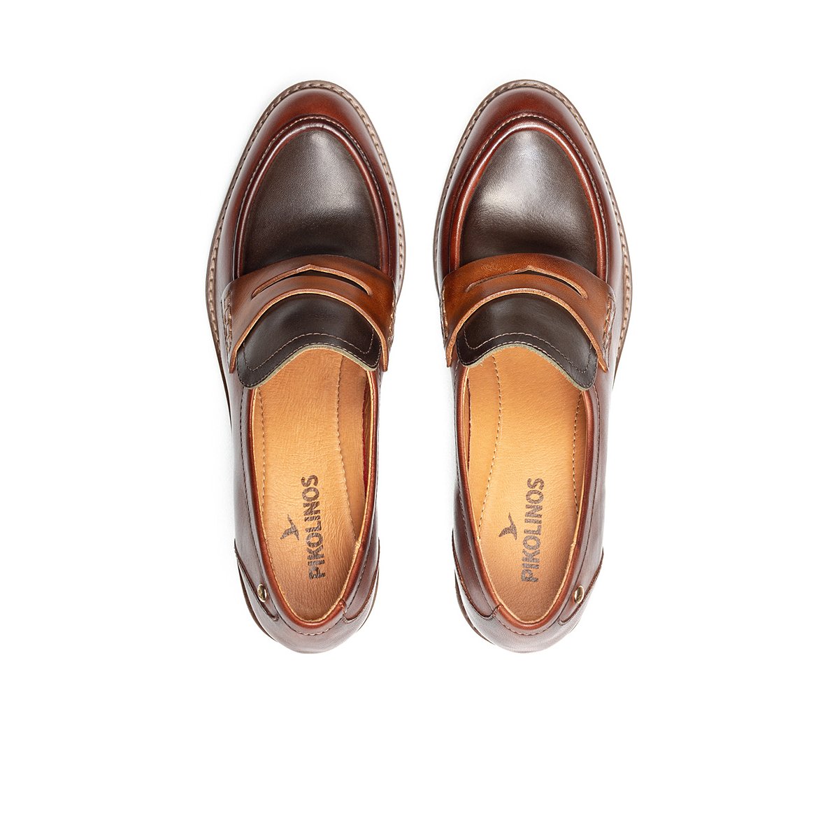 Mocassins à talons en cuir Llanes cognac, PIKOLINOS
