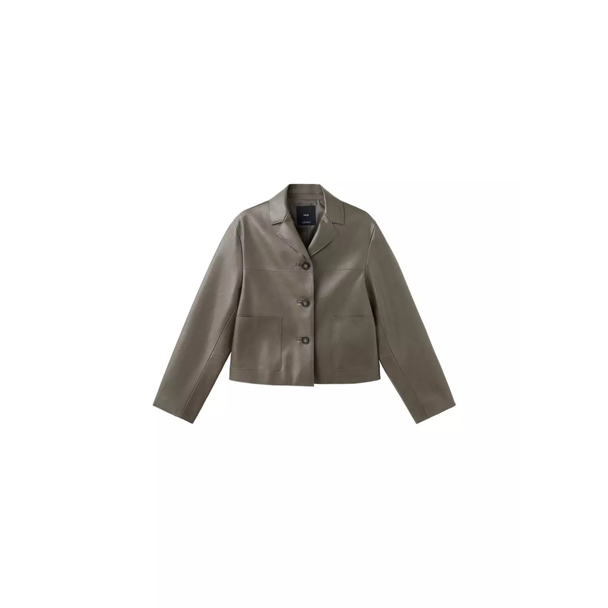 Veste cuir synthétique poches olive, MANGO
