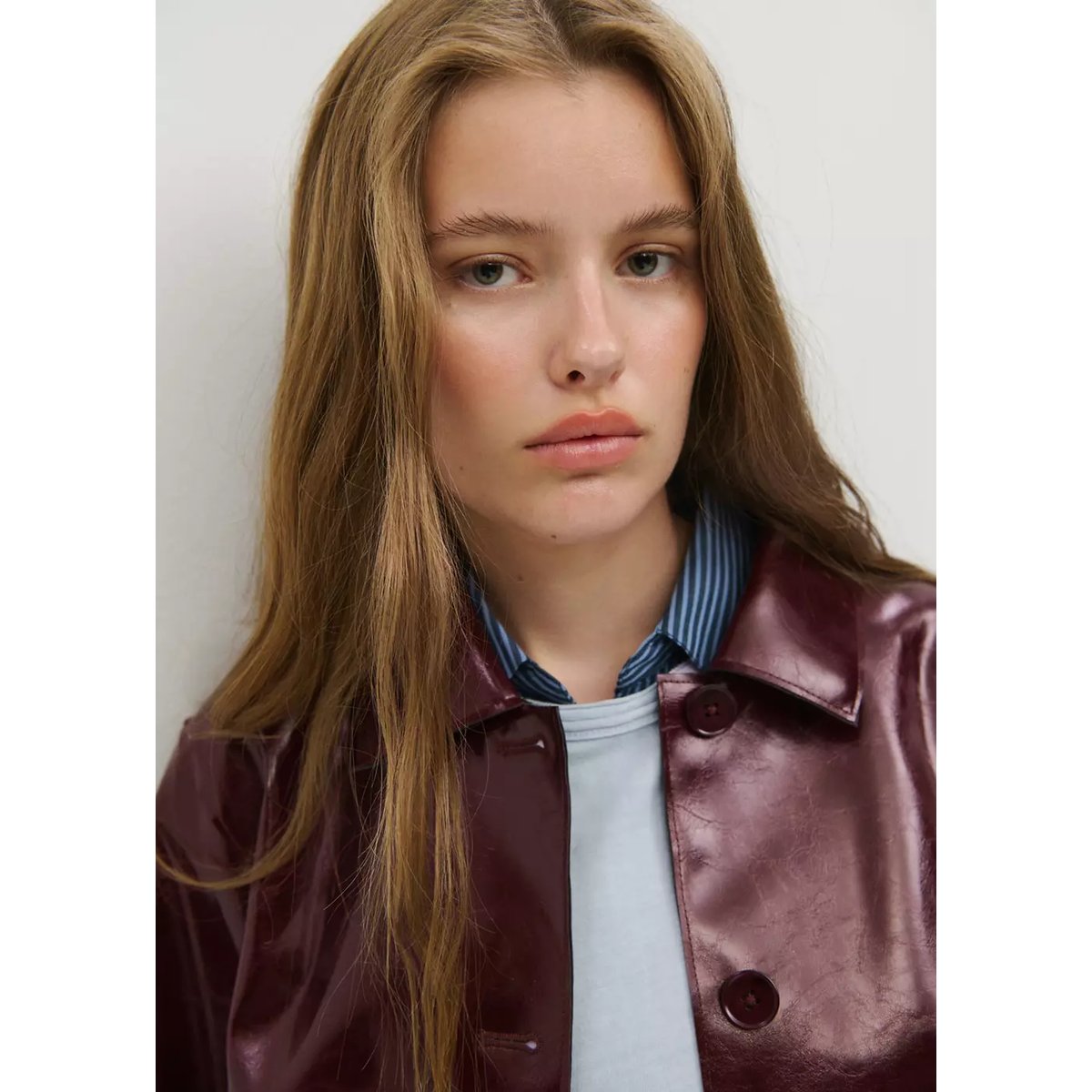 Veste cuir synthétique poches bordeaux, MANGO TEEN