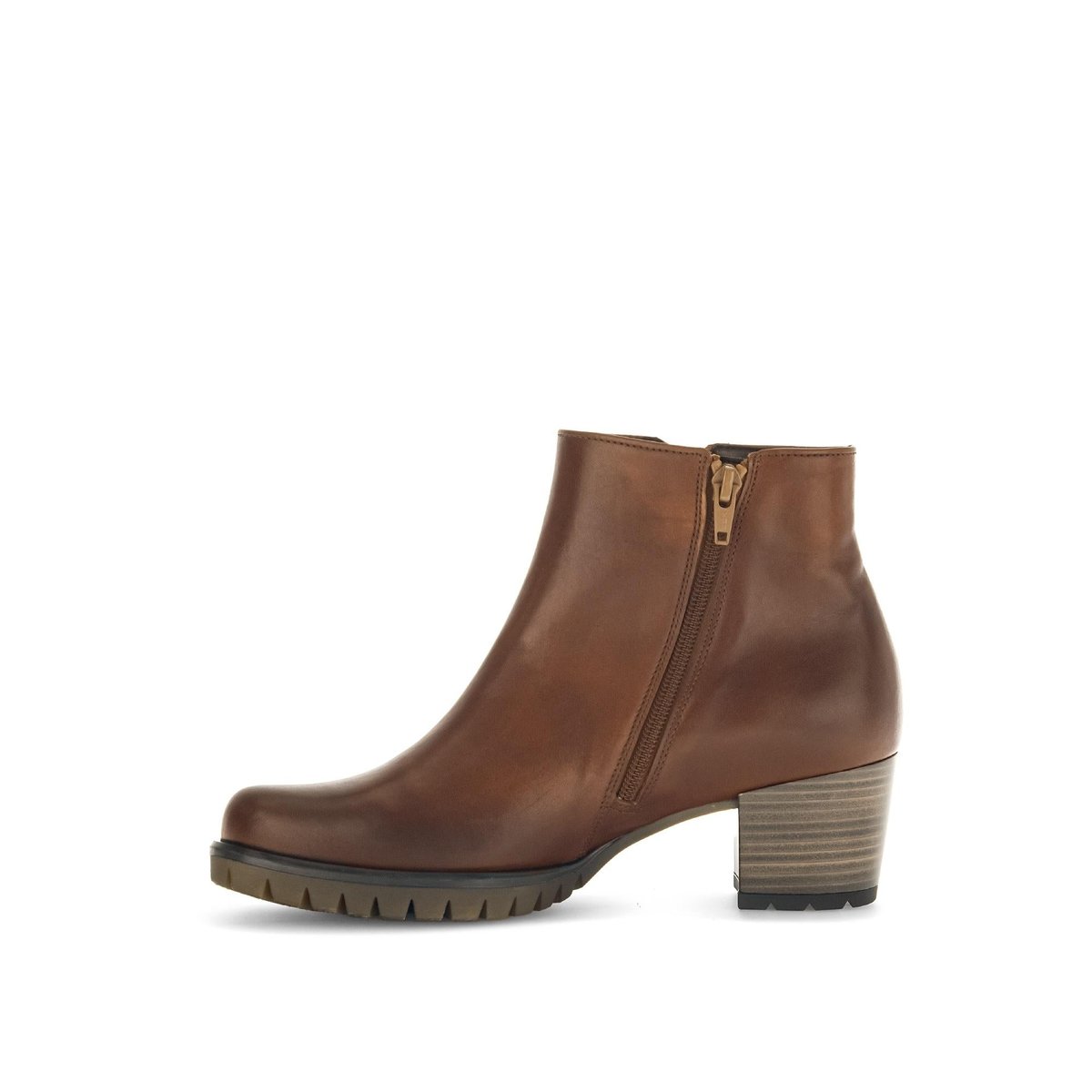 Bottines en cuir lisse à talon décroché marron, GABOR