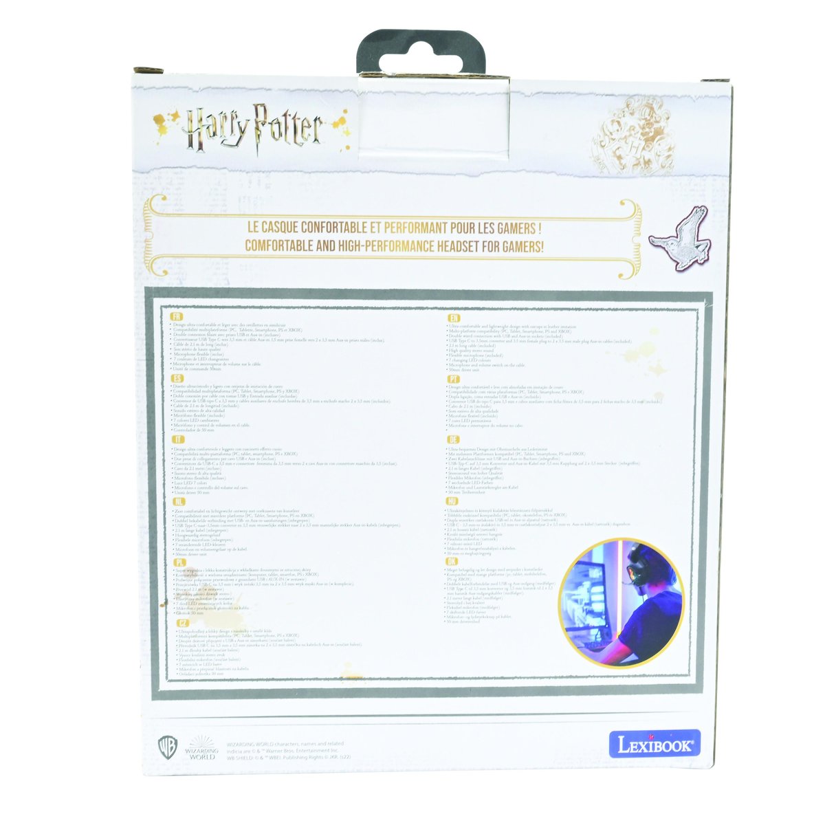 Casque Gaming Filaire lumineux avec micro desgin Harry Potter noir, LEXIBOOK