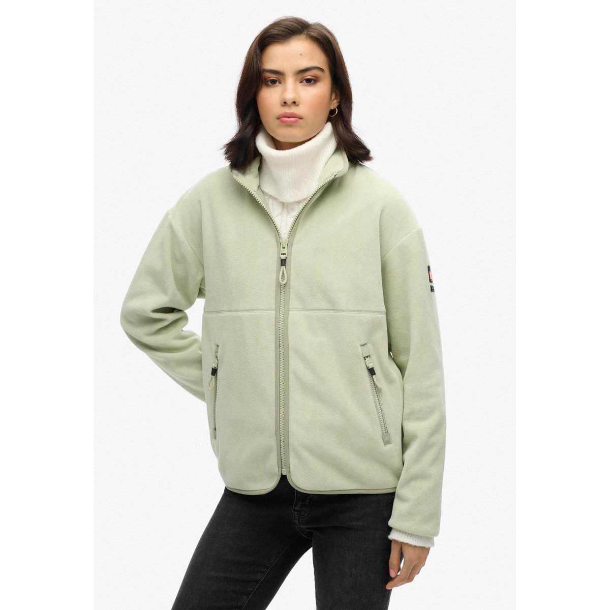 Veste polaire Active entièrement zippée sauge poussiéreuse, SUPERDRY