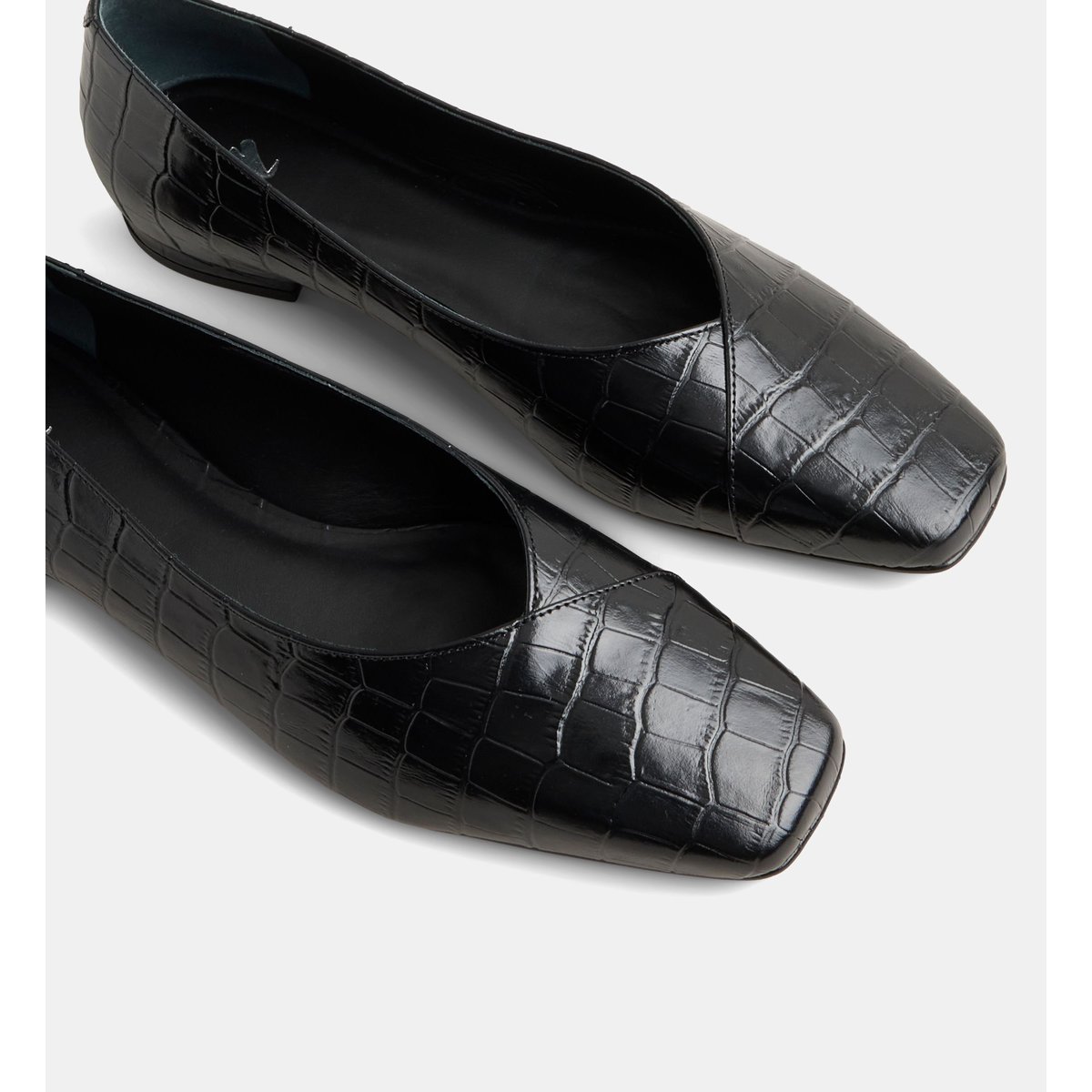 Ballerines chantal cuir façon croco noir, GALERIES LAFAYETTE