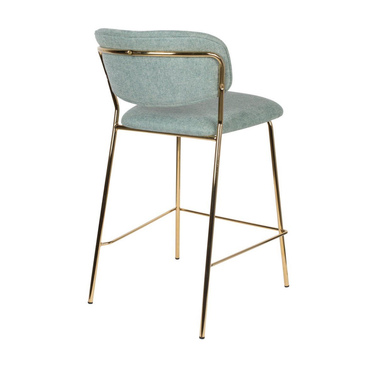 Lot de 2 tabourets de bar en tissu avec pieds dorés H65cm- JOLIEN vert de gris, DRAWER