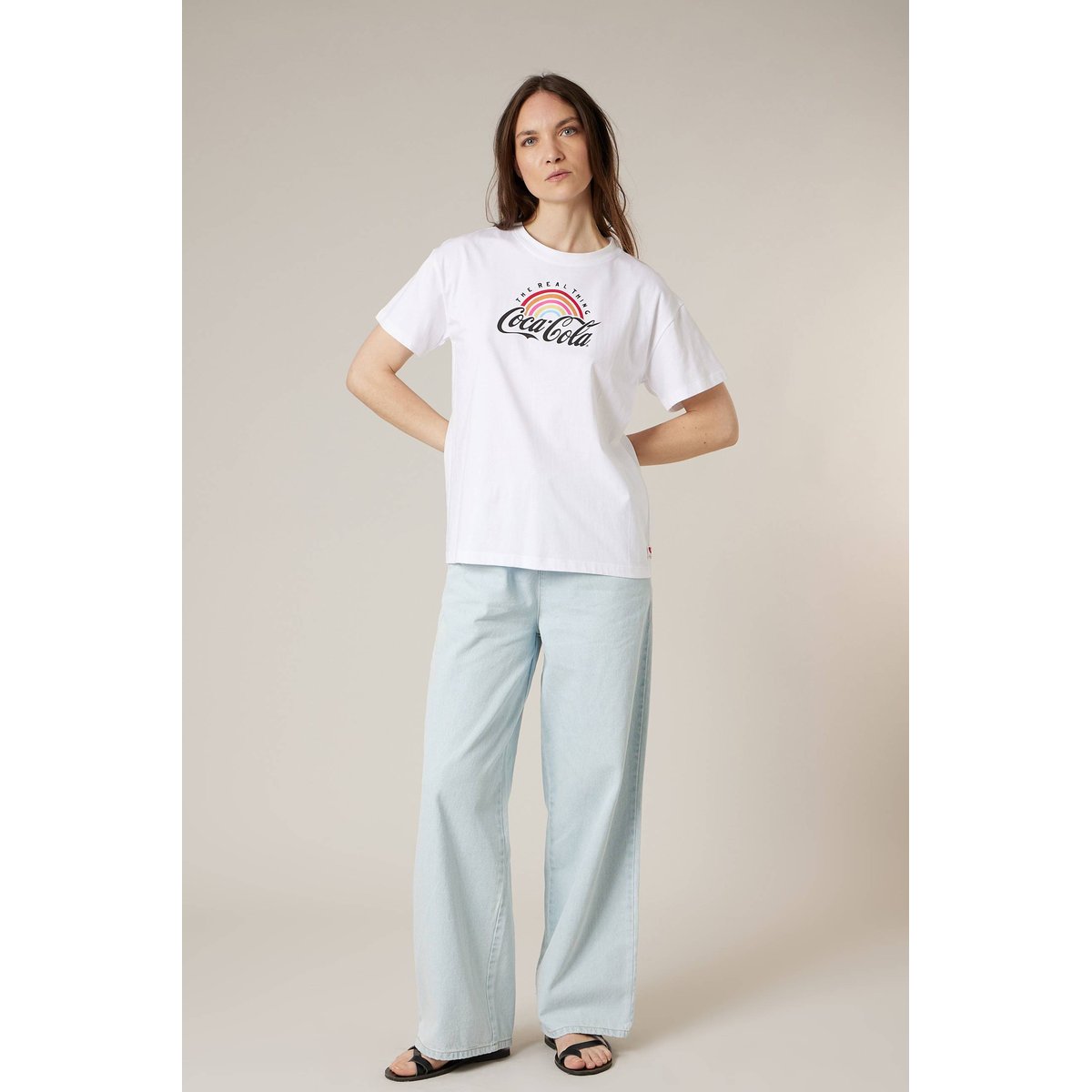 T-shirt femme en coton deeluxe x coca-cola RAINBOW white, DEELUXE