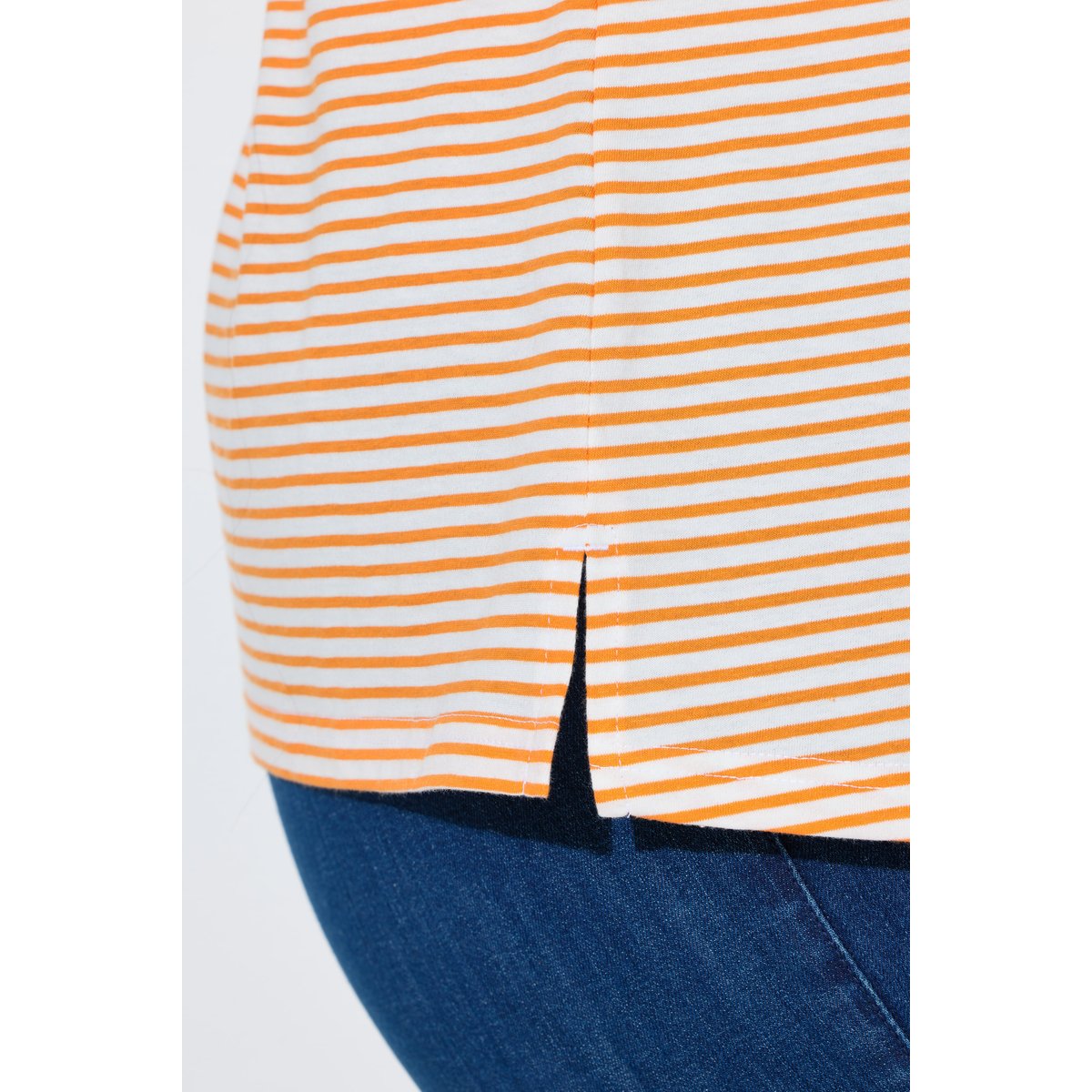 T-shirt rayé en coton bio mangue, ULLA POPKEN