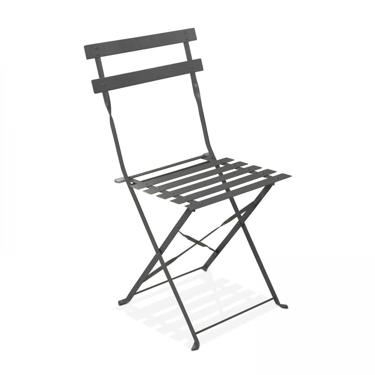 Salon de jardin table bistrot et 4 chaises pliantes, ROME gris anthracite, OVIALA